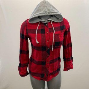 SWS Classic Fit Button Up Hooded Shirt Women's Siz